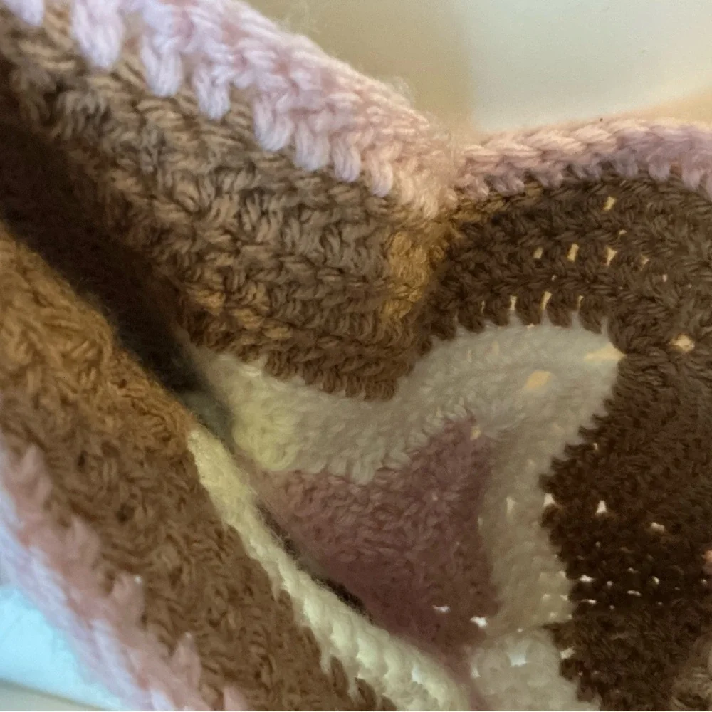 Handmade Crochet Star Bag - Pink, Brown, Cream